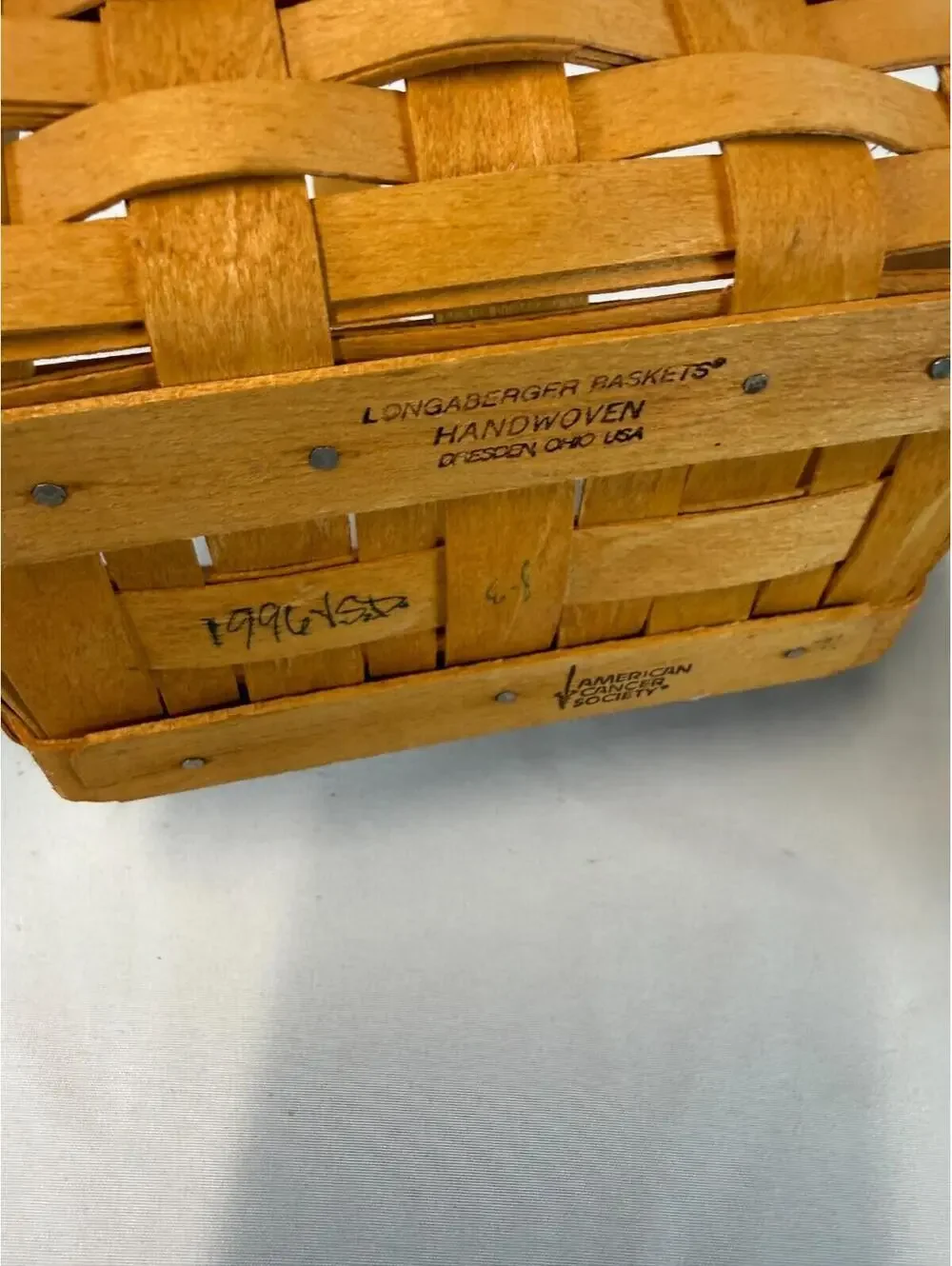 1996 Horizon of Hope American Cancer Society Longaberger Basket Liner Protector